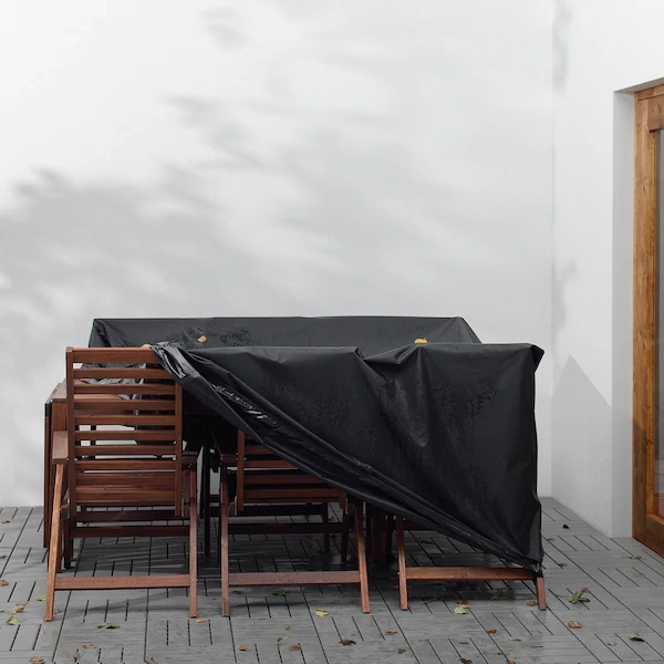 210D Black Square Furniture Cover Outdoor Protective Cover Waterproof Dust-Proof Windproof Moisture Proof Anti-UV For Sofas Chairs Dining Table