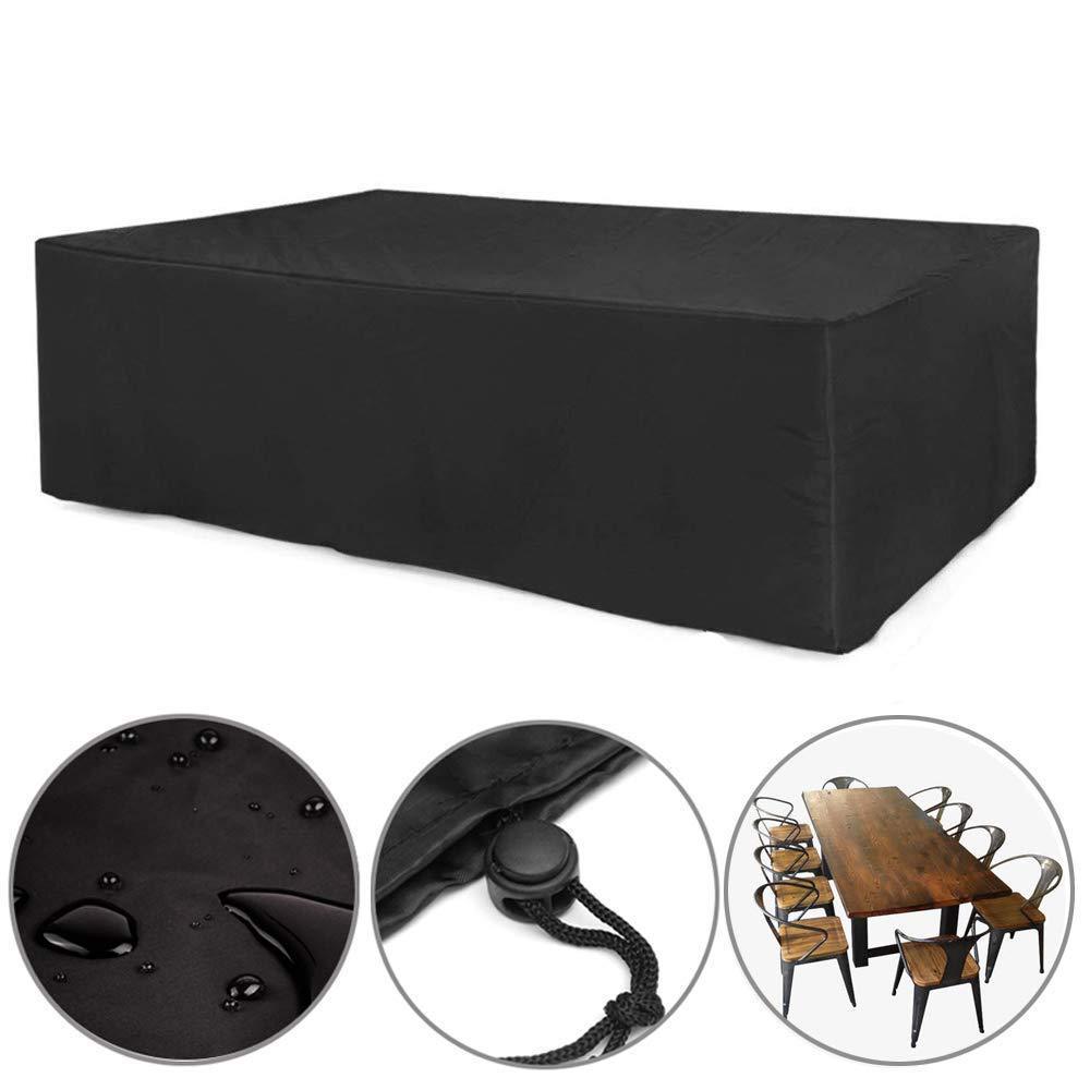 210D Black Square Furniture Cover Outdoor Protective Cover Waterproof Dust-Proof Windproof Moisture Proof Anti-UV For Sofas Chairs Dining Table