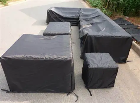 L Shape Kit Garden Outdoor Furniture Cover 210D Black Extra Large Patio Waterproof Furniture Cover for Rattan Wicker Furniture Sofa set