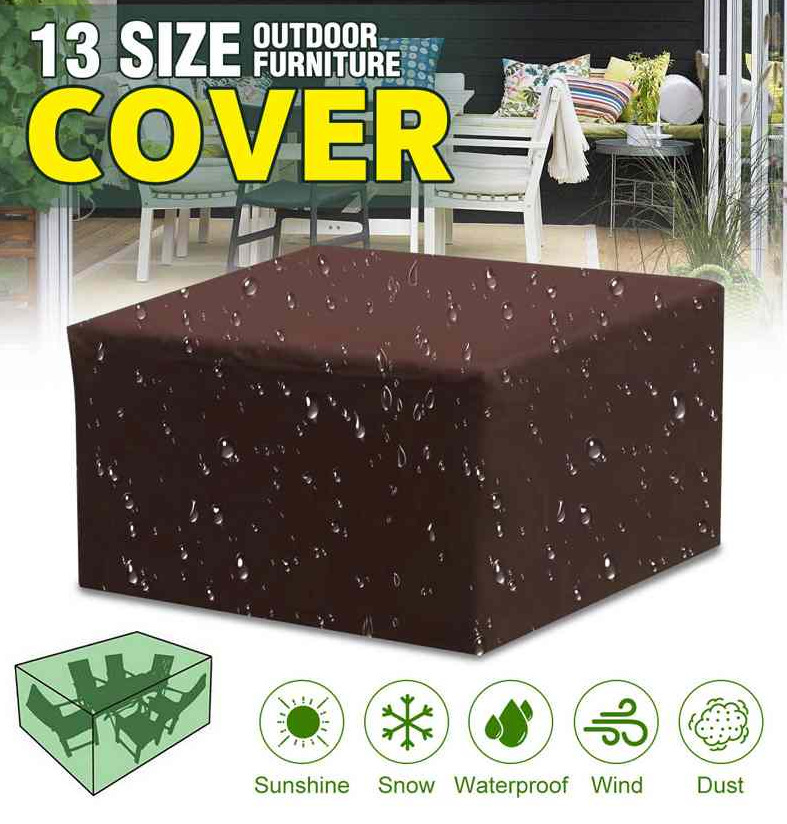 210D Square Furniture Cover Outdoor Protective Cover Waterproof Dust-Proof Windproof Moisture Proof Anti-UV For Sofas Chairs Dining Table