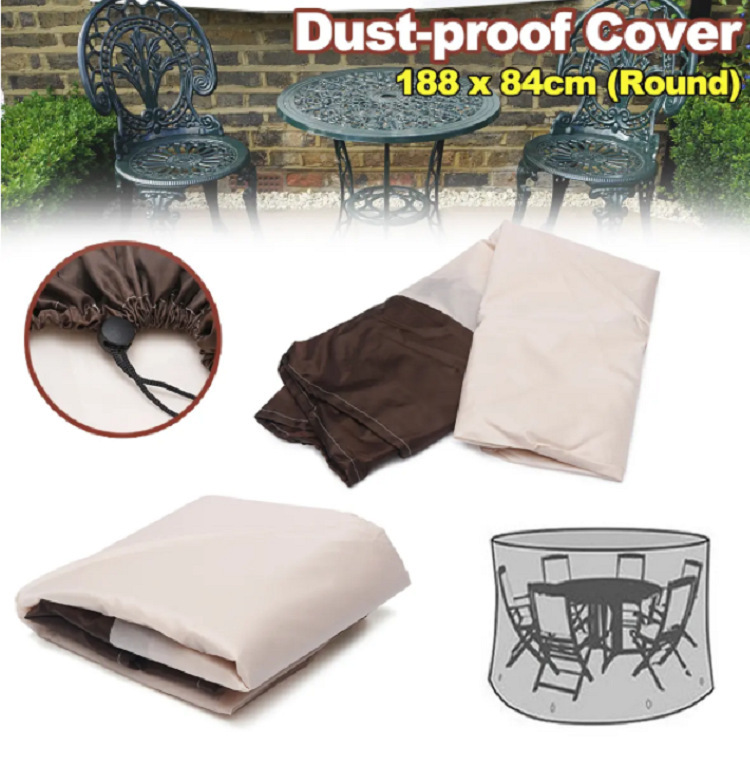 210D Beige Furniture Cover Outdoor Protective Cover Waterproof Dust-Proof Windproof Moisture Proof Anti-UV For Sofas Chairs Dining Table