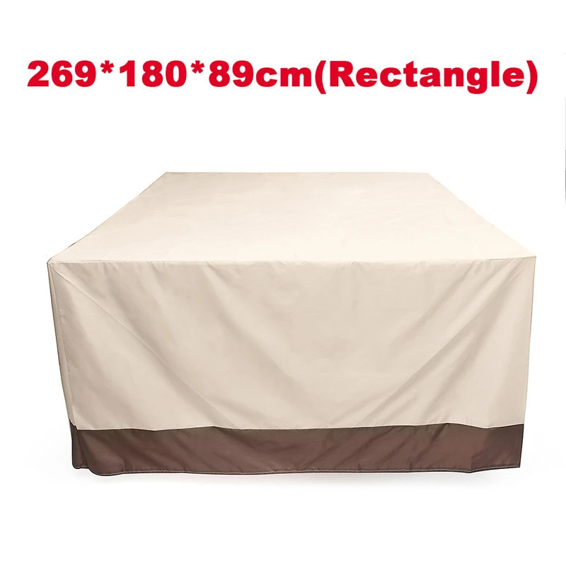 210D Beige Furniture Cover Outdoor Protective Cover Waterproof Dust-Proof Windproof Moisture Proof Anti-UV For Sofas Chairs Dining Table