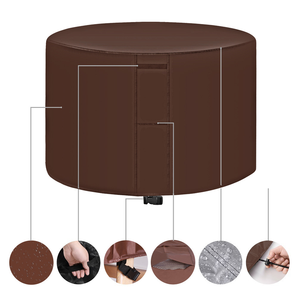 420D Round Furniture Cover Outdoor Protective Cover Waterproof Dust-Proof Windproof Moisture Proof Anti-UV For Sofas Chairs Dining Table