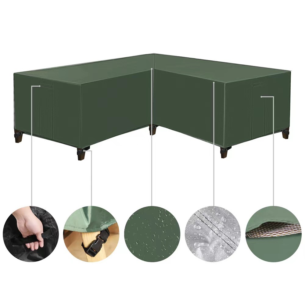 420D L Shape Kit Garden Outdoor Furniture Cover Black Extra Large Patio Waterproof Furniture Cover for Rattan Wicker Furniture Sofa set