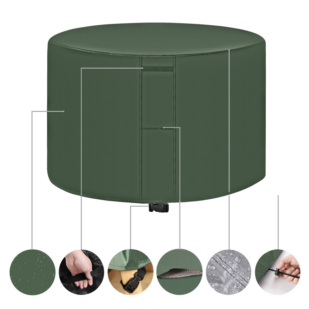 420D Round Furniture Cover Outdoor Protective Cover Waterproof Dust-Proof Windproof Moisture Proof Anti-UV For Sofas Chairs Dining Table
