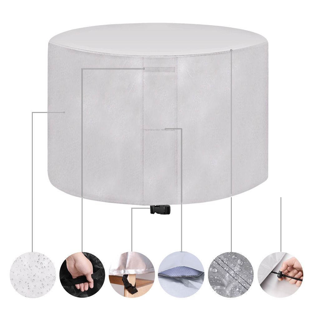 420D Round Furniture Cover Outdoor Protective Cover Waterproof Dust-Proof Windproof Moisture Proof Anti-UV For Sofas Chairs Dining Table