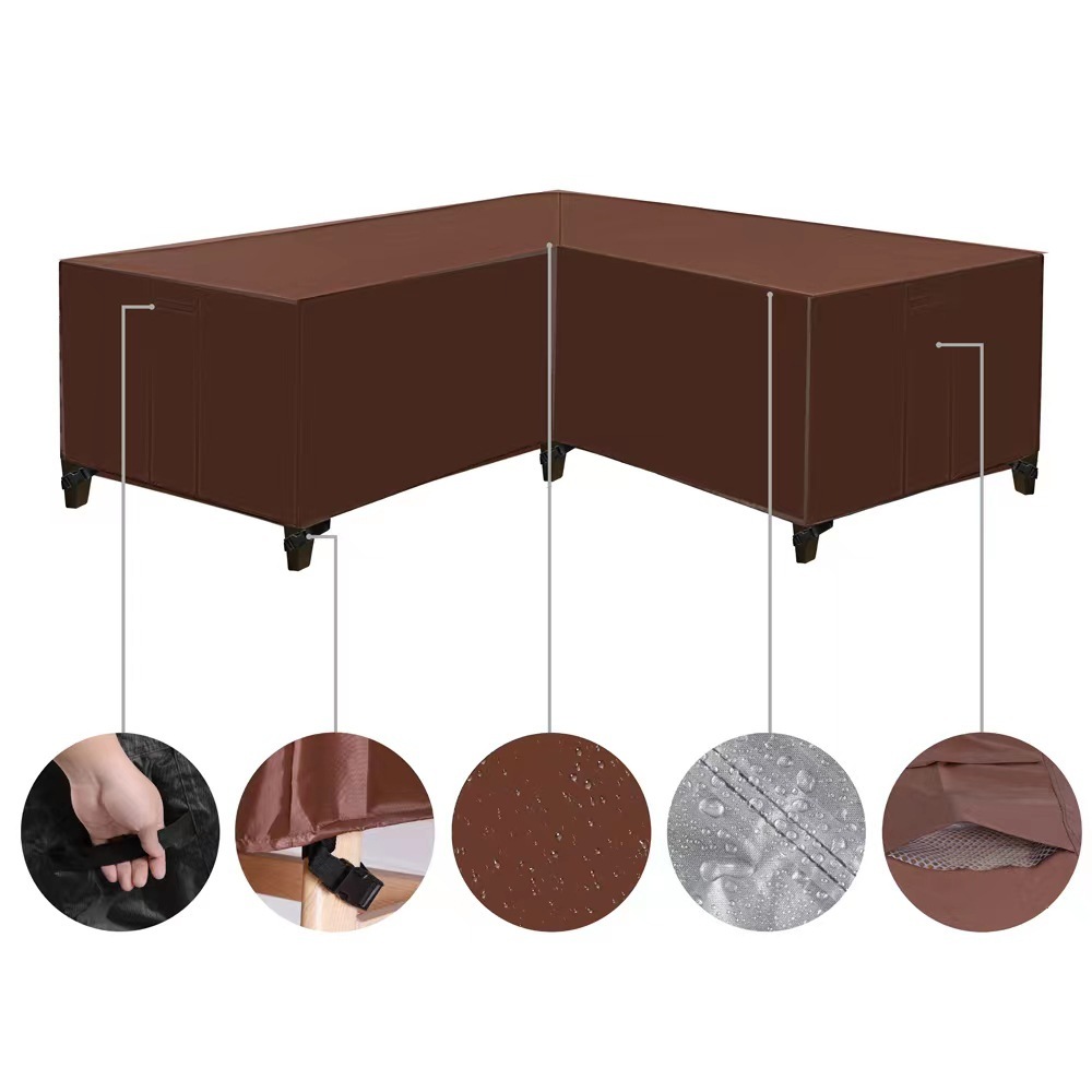 420D L Shape Kit Garden Outdoor Furniture Cover Black Extra Large Patio Waterproof Furniture Cover for Rattan Wicker Furniture Sofa set