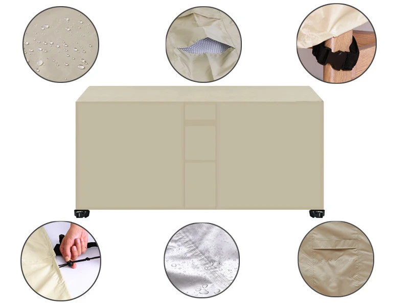 420D Square Furniture Cover + Pocket Outdoor Protective Cover Waterproof Dust-Proof Windproof Moisture Proof Anti-UV For Sofas Chairs Dining Table