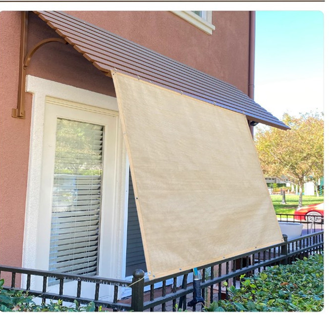 Sun Shade Mesh Canopy Awning Privacy Screen Wind Screen Hot Resistant Protection Shelter 90% UV Blocking for Gazebo Patio Garden Outdoor Greenhouse Flower Barn Kennel Fence Beige