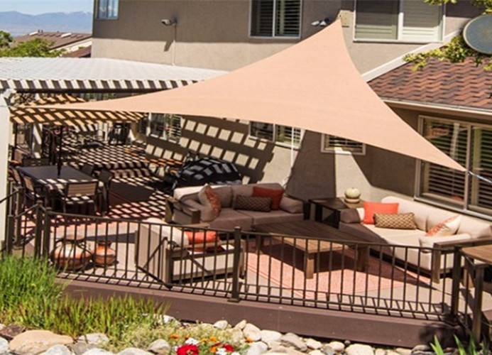 HDPE Mesh Triangle Patio Sun Shade Sail Canopy Awning Sun Shelter Protection 90% UV Blocking for Outdoor Garden