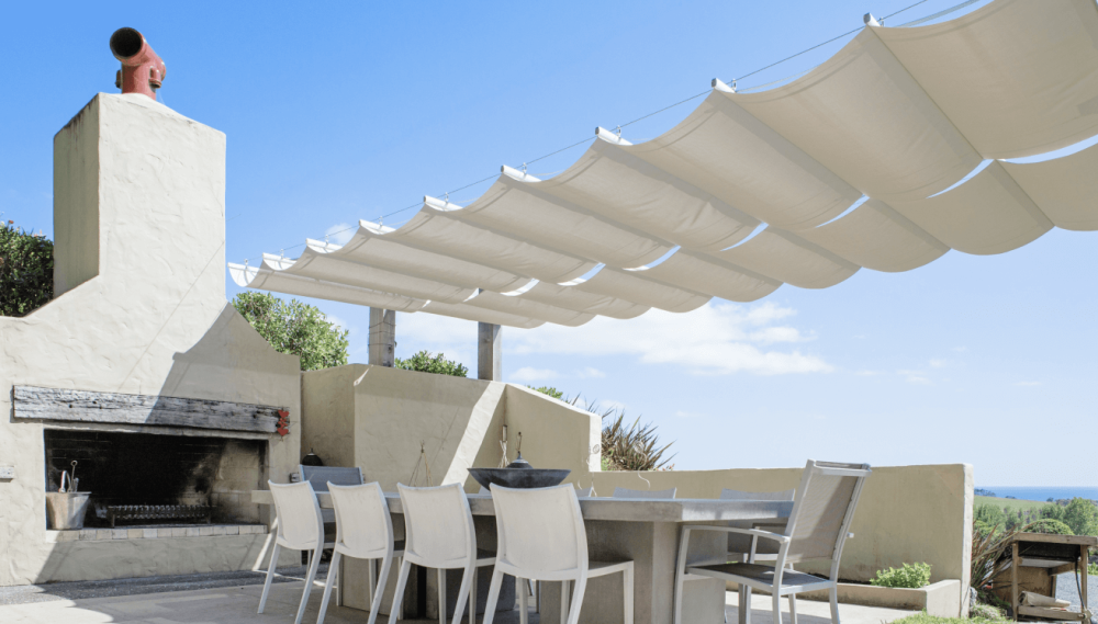Customized Made Wave Shade Cover Retractable Shade Replacement Pergola Shade Canopy Waterproof Slide Wire Extendable Shade Awning Sail for Patio Deck Gazebo