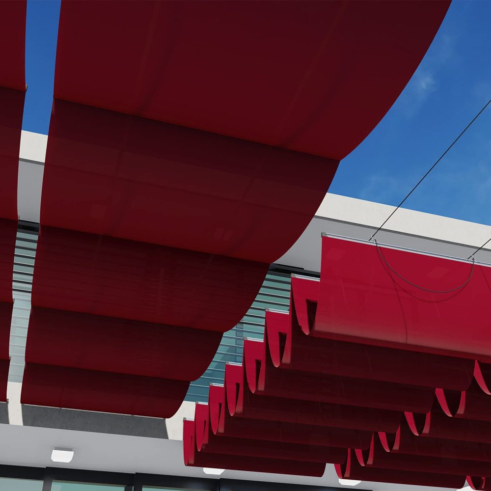 Customized Made Wave Shade Cover Retractable Shade Replacement Pergola Shade Canopy Waterproof Slide Wire Extendable Shade Awning Sail for Patio Deck Gazebo