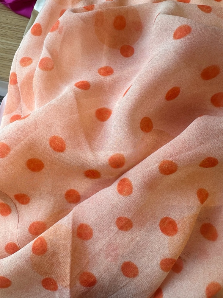 Southern French Romantic Orange Pink Silk Qiaoqi Oblique Cut Fish Tail Half Skirt
