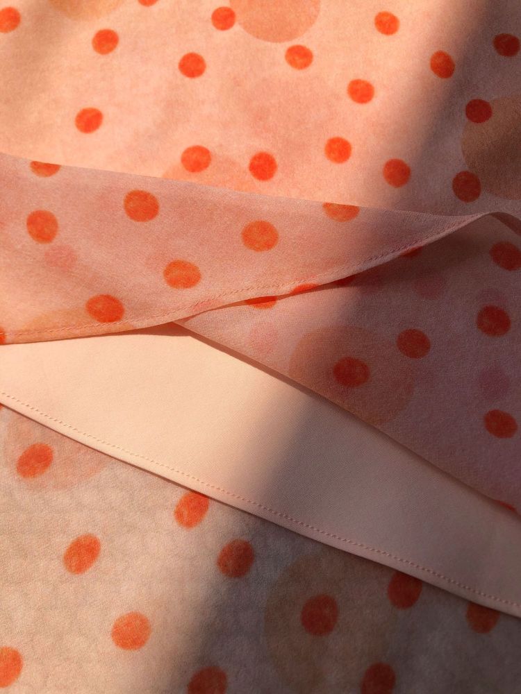Southern French Romantic Orange Pink Silk Qiaoqi Oblique Cut Fish Tail Half Skirt