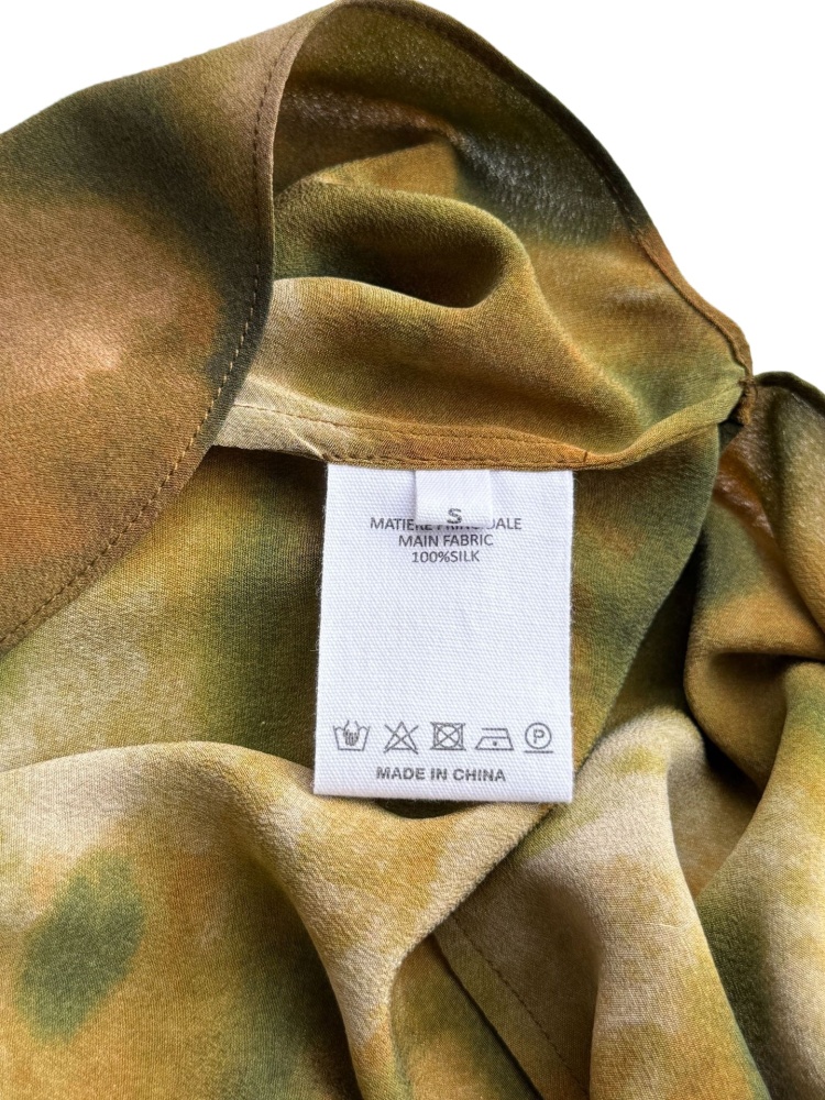 Sleeveless Tea Break Skirt Ink washes blended printing Sand Washed Silk Wrap Dress