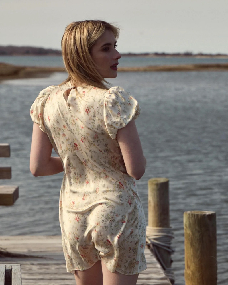Pearl Luster Satin Silk Classic Floral Print Romantic Bubble Sleeve Short Diagonal Cut Silk Dress