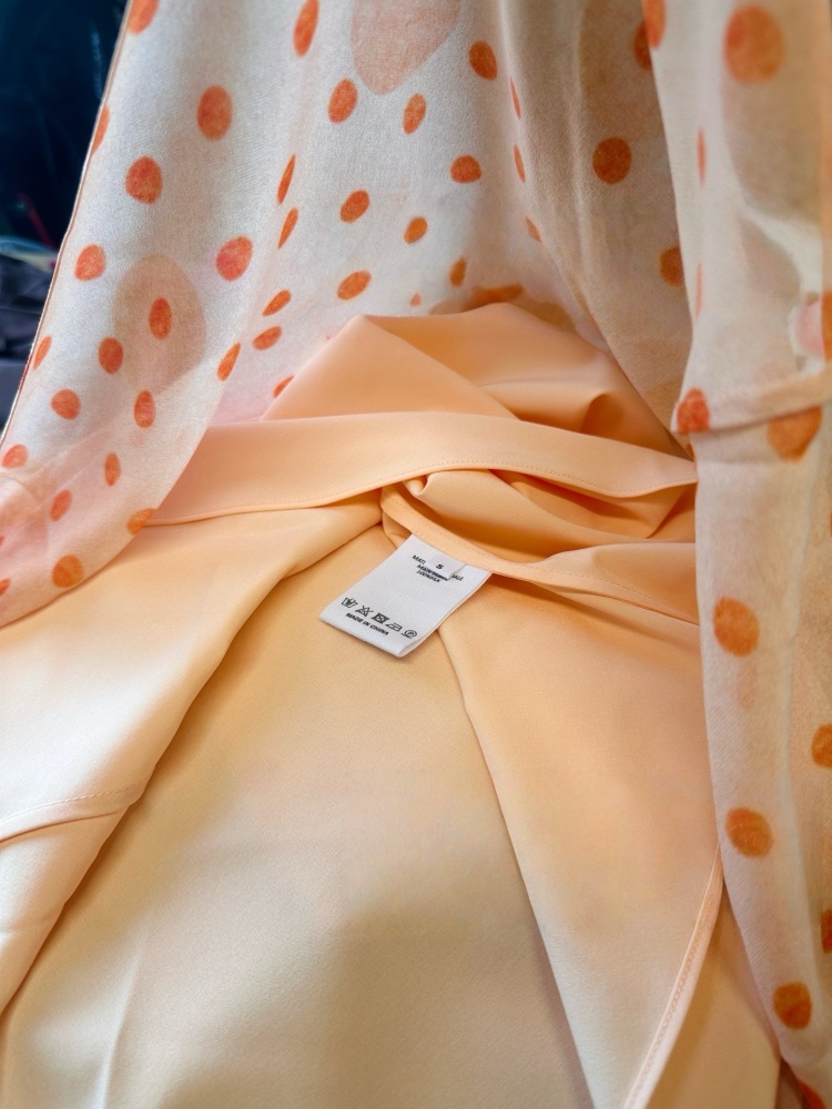Southern French Romantic Orange Pink Silk Qiaoqi Oblique Cut Fish Tail Half Skirt