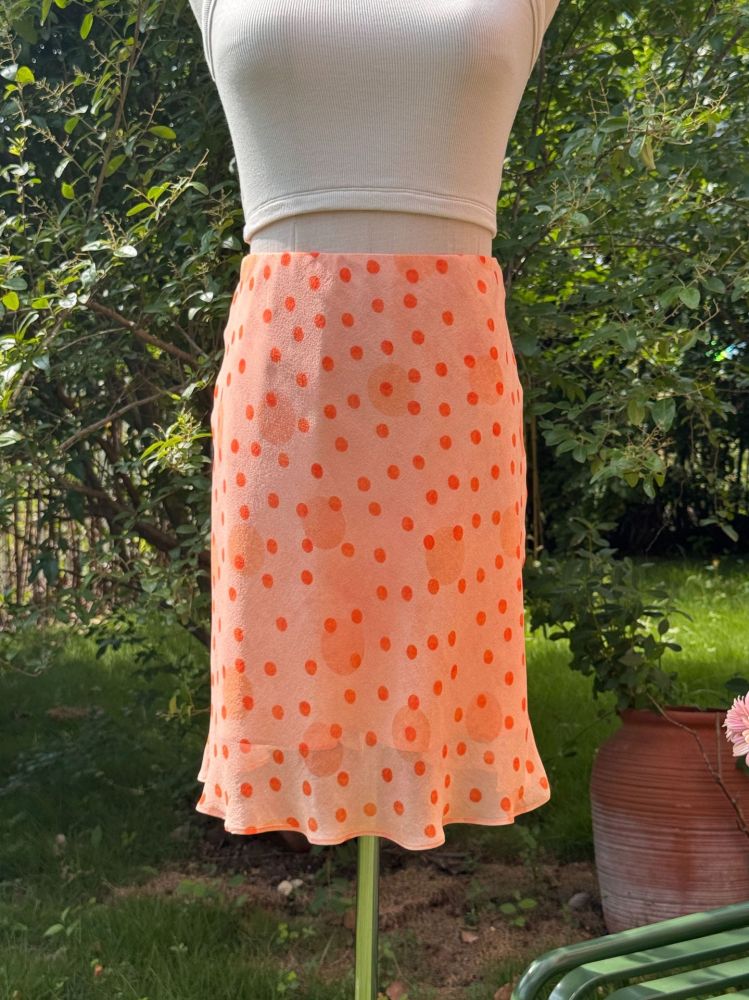 Southern French Romantic Orange Pink Silk Qiaoqi Oblique Cut Fish Tail Half Skirt