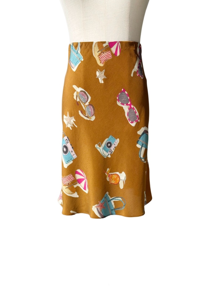 Silk V-neck Vest Short Dress/Short Half Skirt