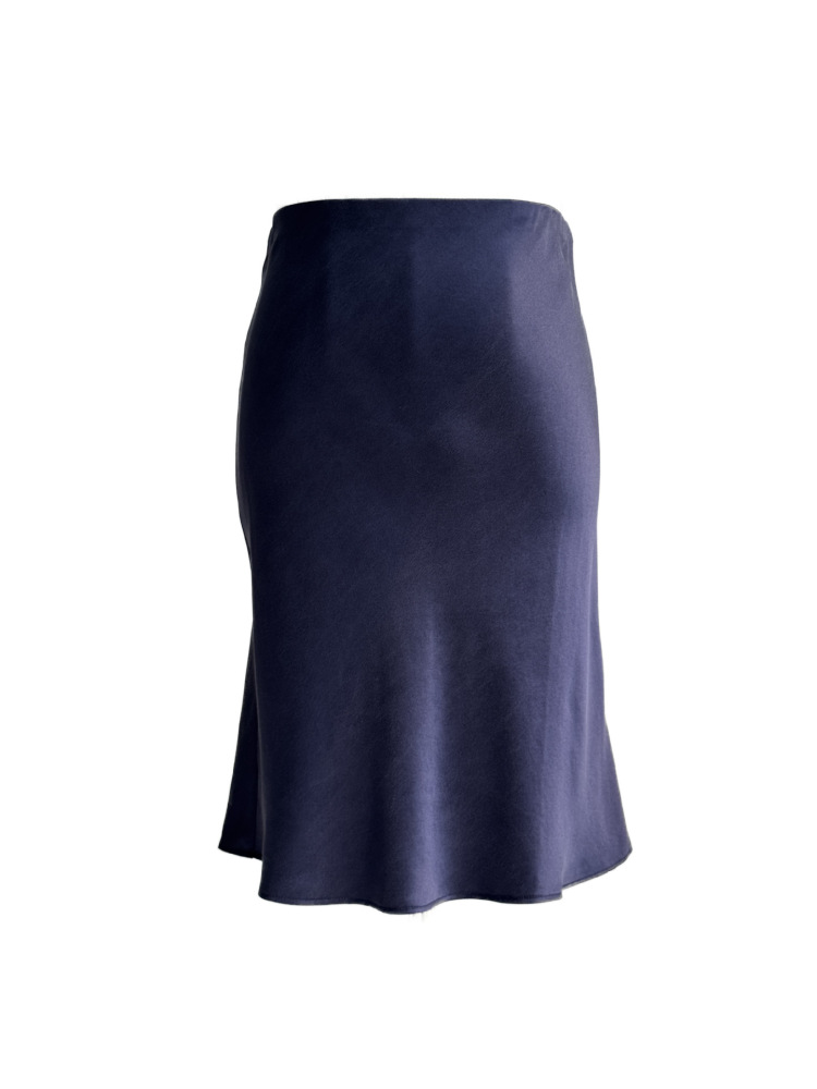 Short Diagonal Cut Design Satin Silk Fishtail Skirt Wrapped Buttocks
