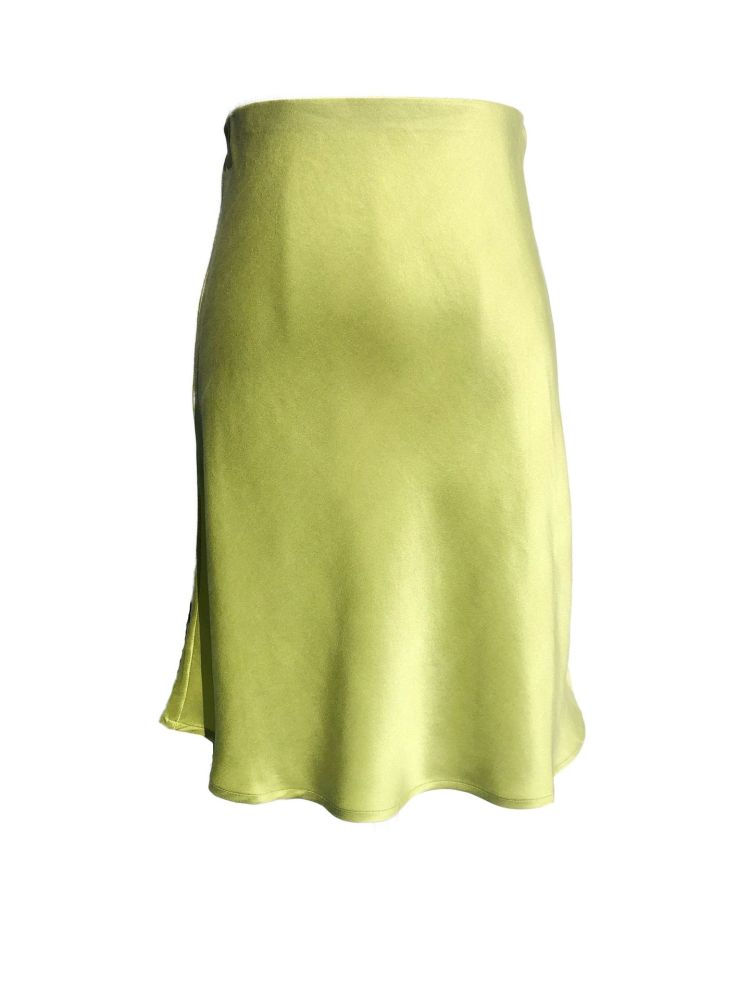 Short Diagonal Cut Design Satin Silk Fishtail Skirt Wrapped Buttocks