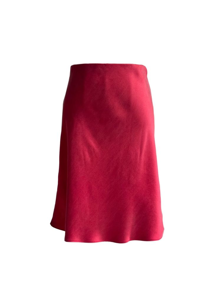 Short Diagonal Cut Design Satin Silk Fishtail Skirt Wrapped Buttocks