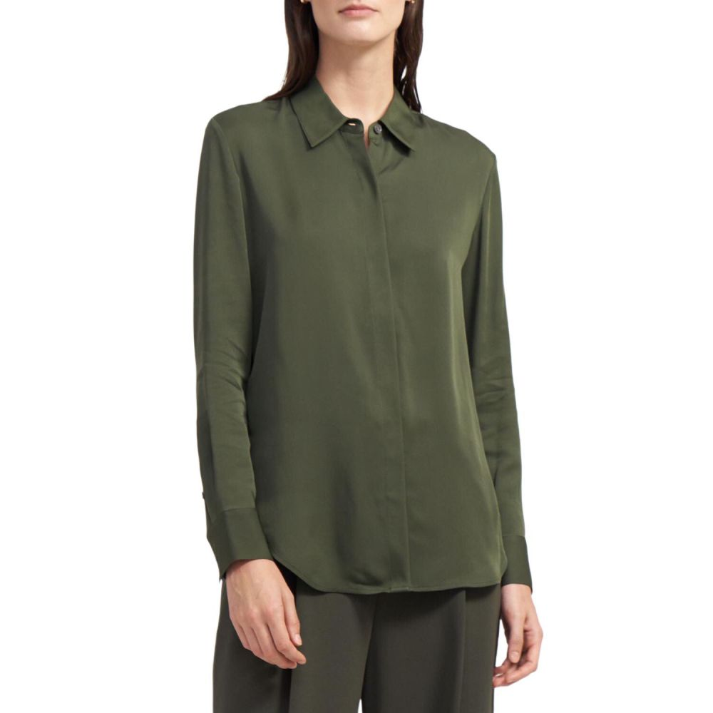 Washed Silk Double-Pocket Long-Sleeve Shirt