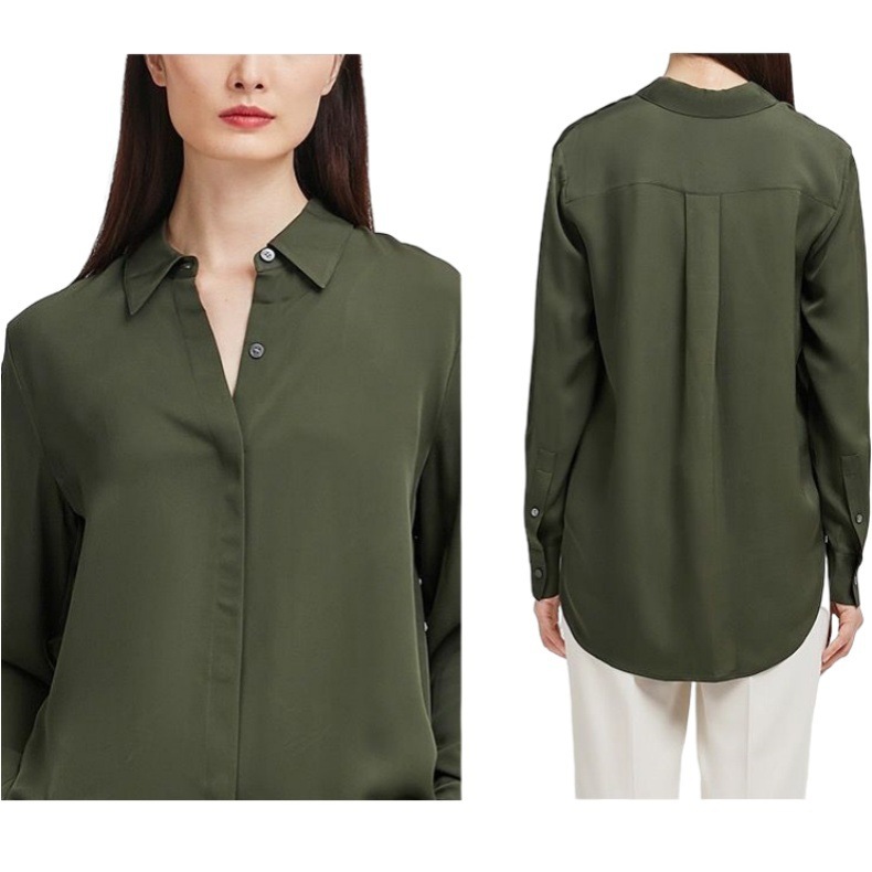 Washed Silk Double-Pocket Long-Sleeve Shirt