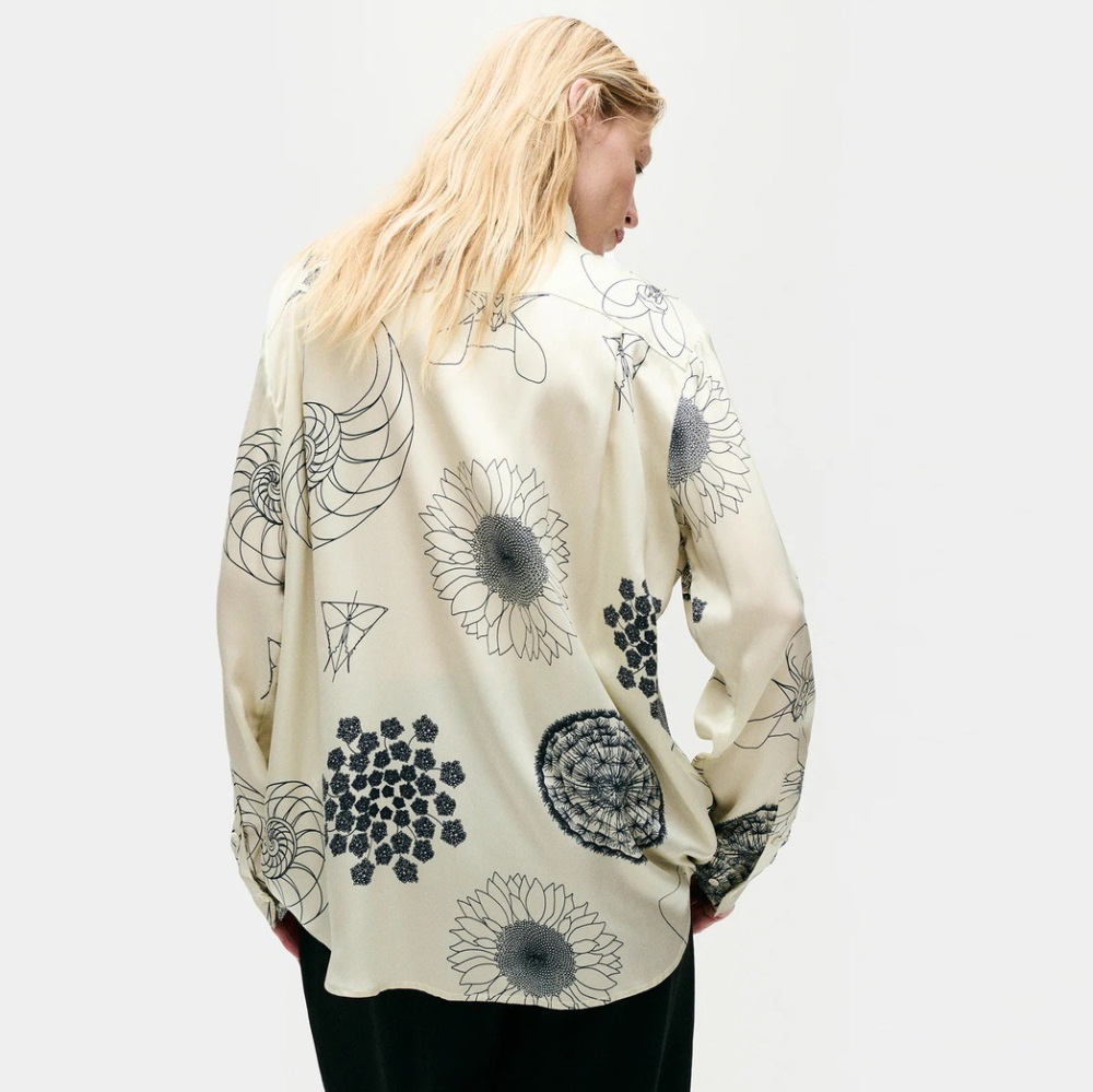 Washed silk double-pocket long-sleeve shirt