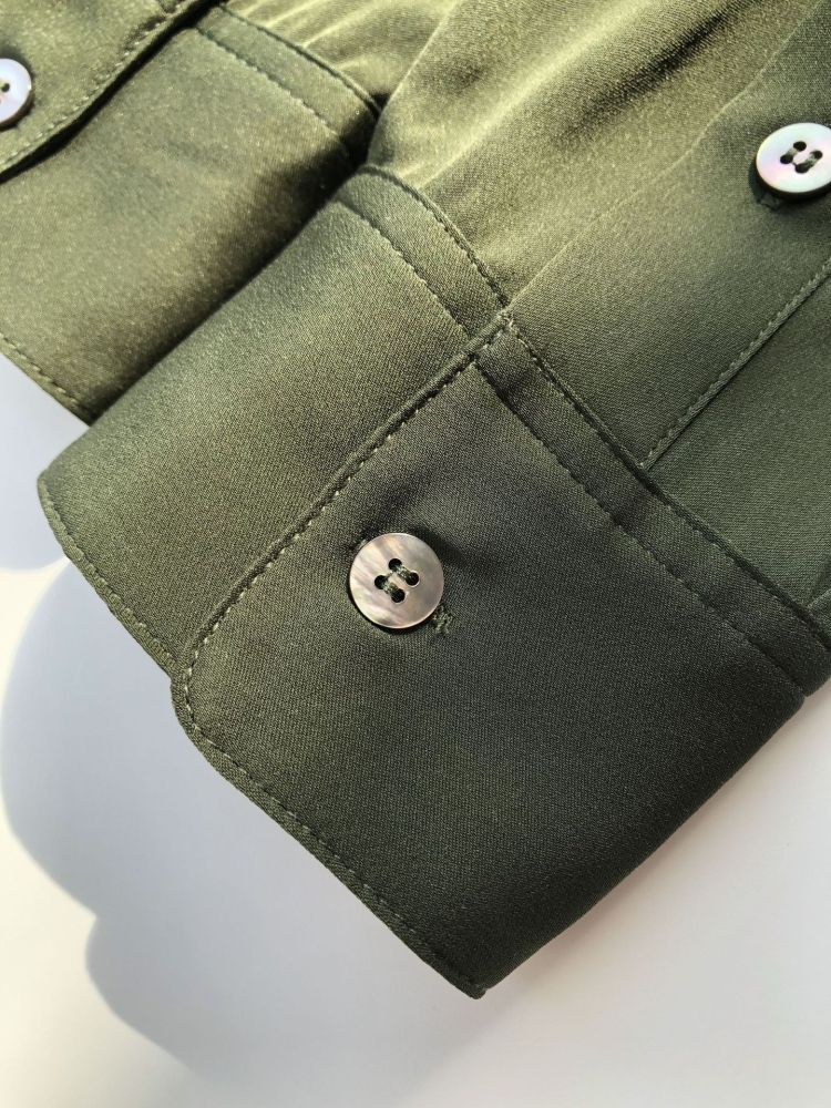 Washed Silk Double-Pocket Long-Sleeve Shirt