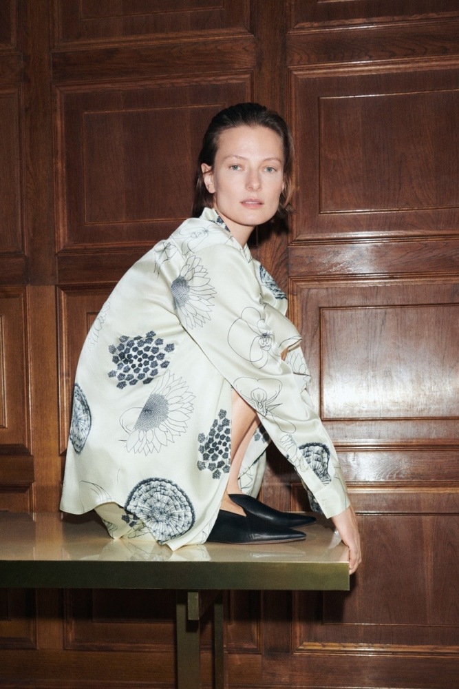 Washed silk double-pocket long-sleeve shirt