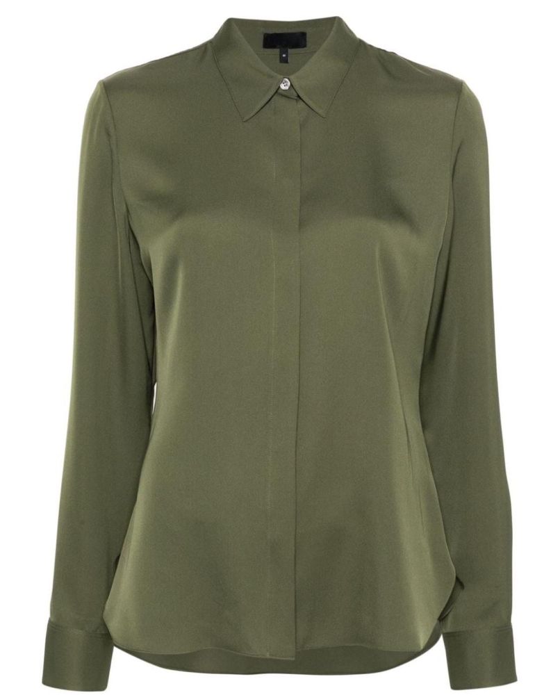 Washed Silk Double-Pocket Long-Sleeve Shirt