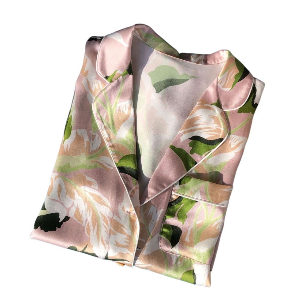Heavyweight Silk Pajama Set in Plain Satin – Shirt & Pants