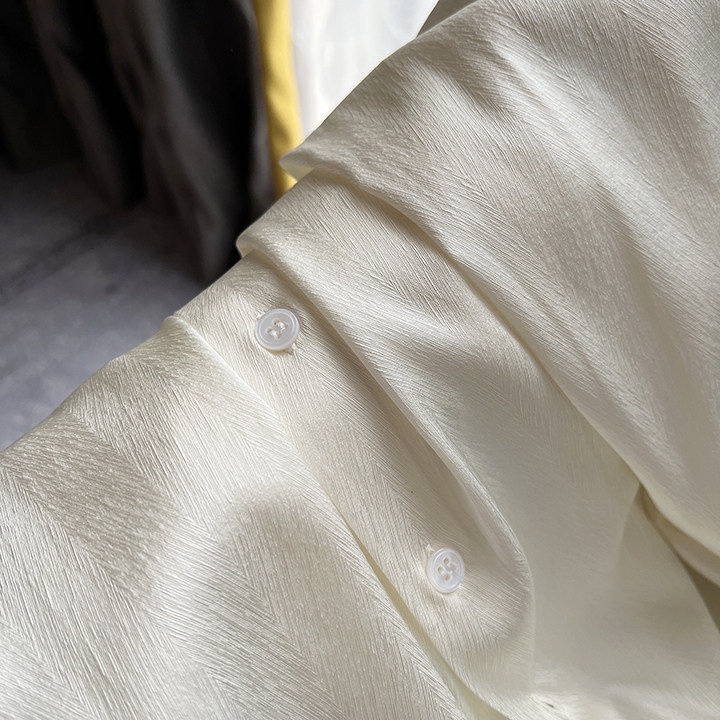 White Fine Stripe Jacquard Silk Long-Sleeve Shirt
