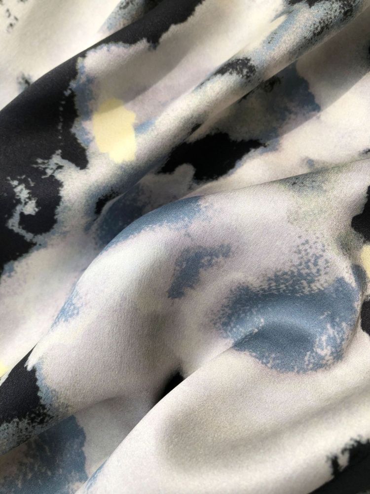 Watercolor Print Mulberry Silk Long-Sleeve Shirt
