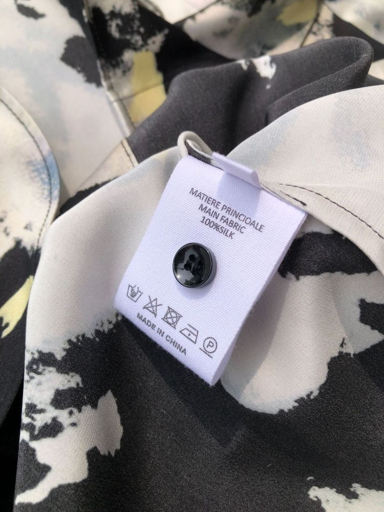 Watercolor Print Mulberry Silk Long-Sleeve Shirt