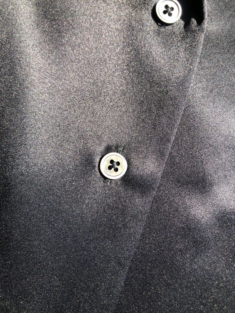 Satin Silk Long-Sleeve Shirt with Pockets, Suit Collar with Tie