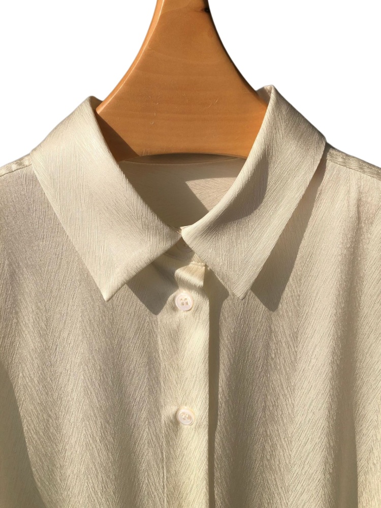 White Fine Stripe Jacquard Silk Long-Sleeve Shirt