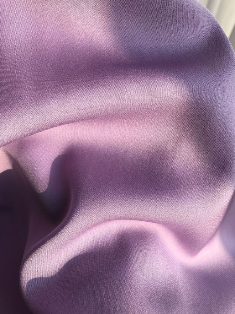 Wisteria Color Loose Hanging Lantern Sleeves Silk Satin Long Sleeved Shirt