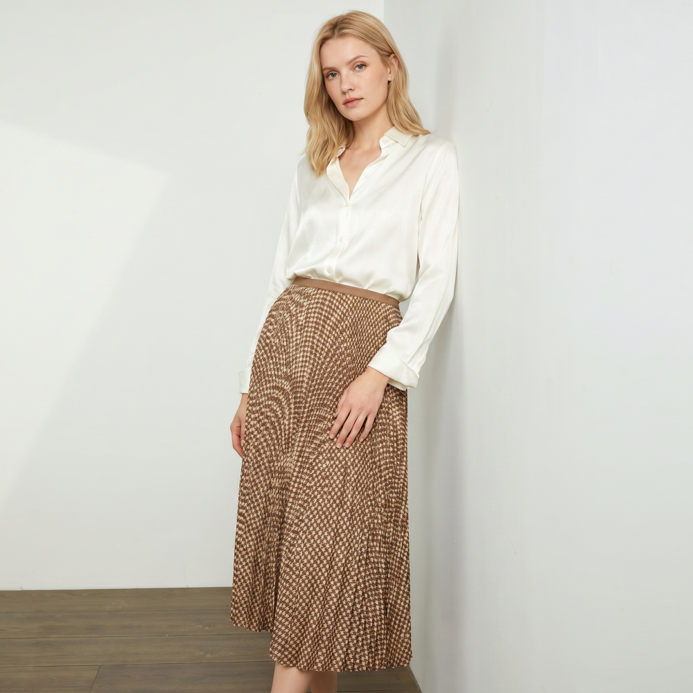 White Fine Stripe Jacquard Silk Long-Sleeve Shirt