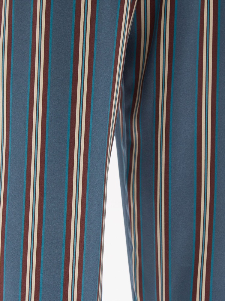 Silk Satin Striped Nightshirt Shirt Wide-Leg Pants Blue