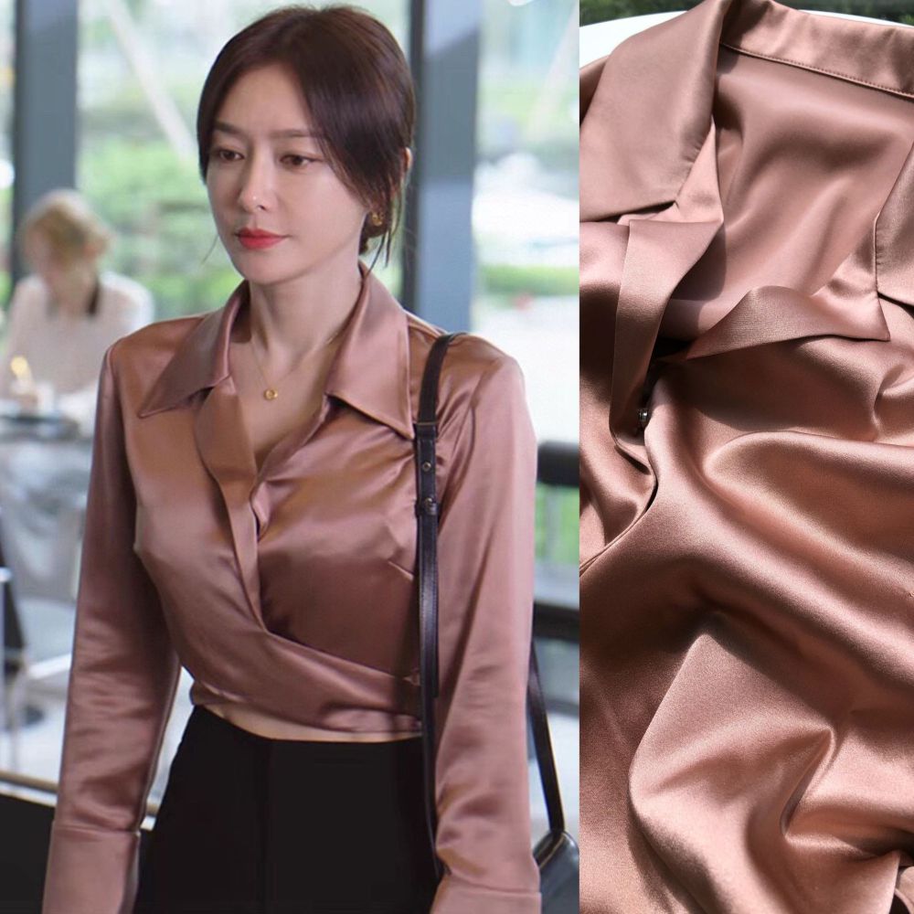 Mulberry Silk Cropped Tie-Front Butterfly Bow Shirt