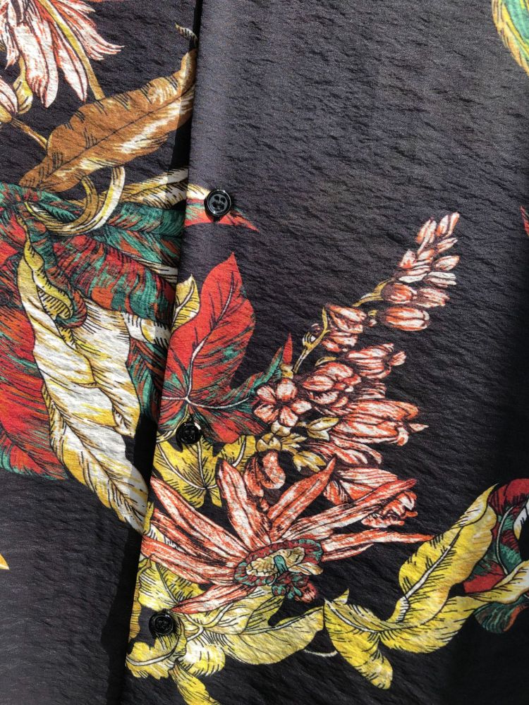 Sand Washed Texture Silk Shirt Lazy Large Silhouette Printed Silk Shirt for Both Men & Women