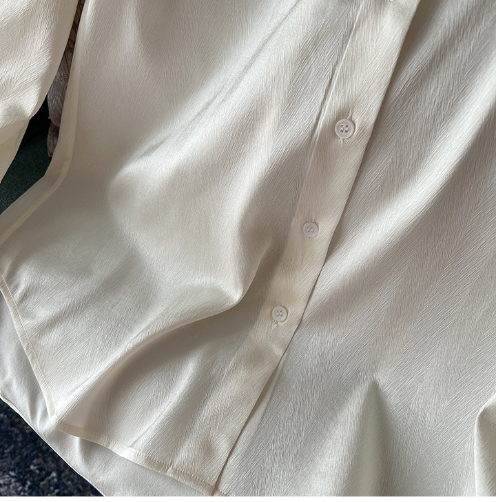 White Fine Stripe Jacquard Silk Long-Sleeve Shirt