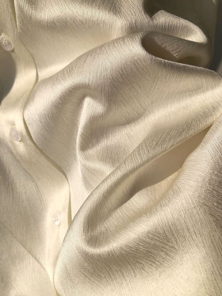 White Fine Stripe Jacquard Silk Long-Sleeve Shirt