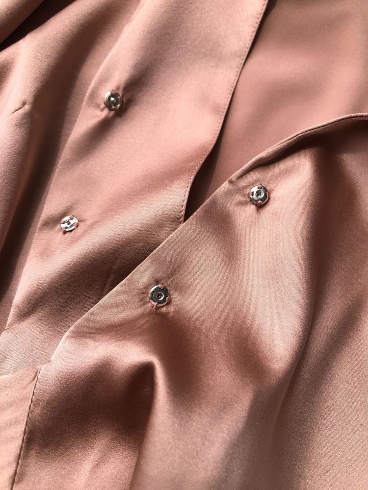 Mulberry Silk Cropped Tie-Front Butterfly Bow Shirt