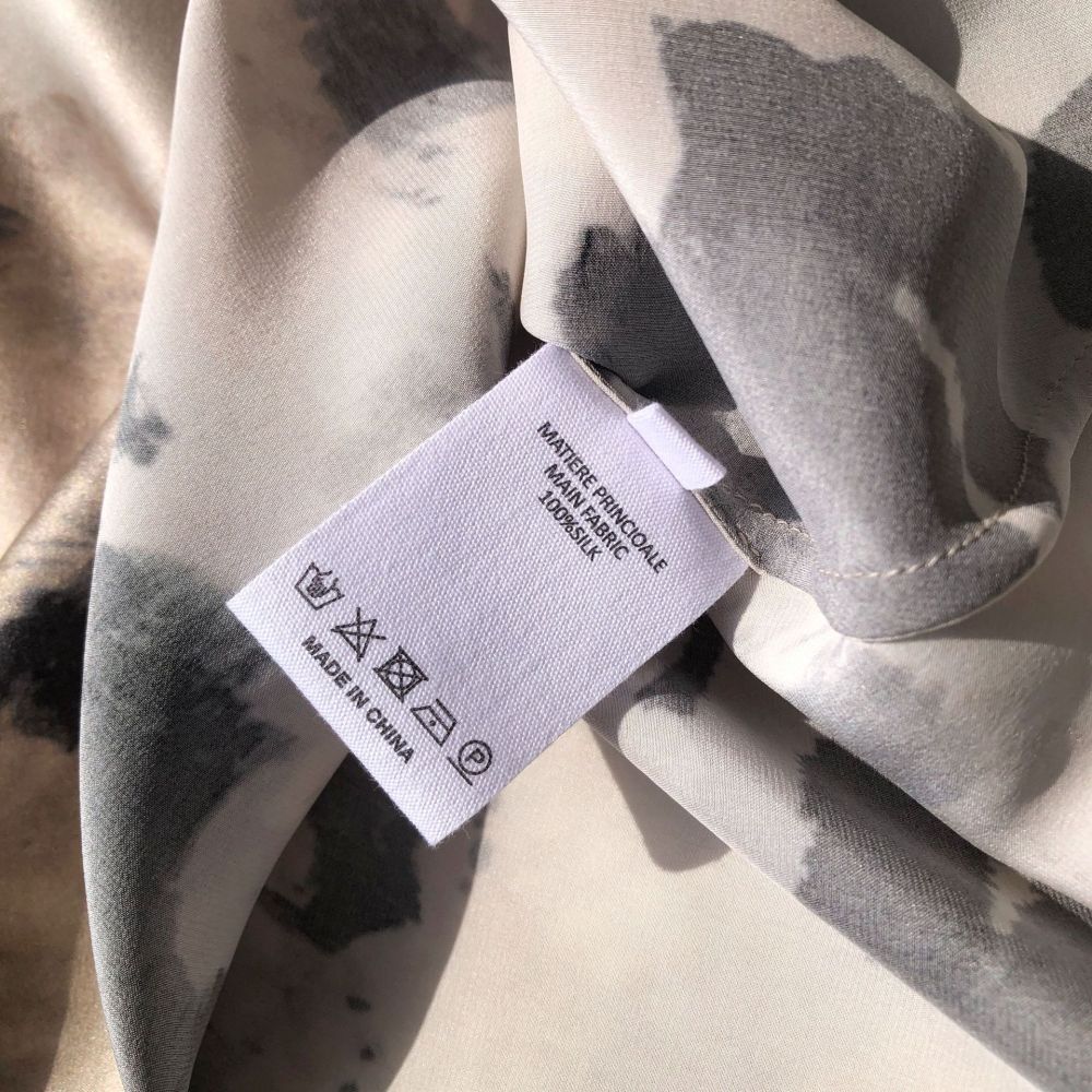 Satin Silk Shirt With Ink Wash Printing Bias-Cut Skirt
