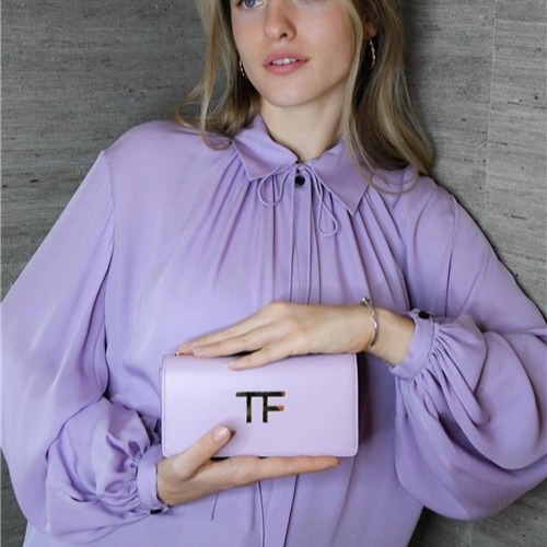 Wisteria Color Loose Hanging Lantern Sleeves Silk Satin Long Sleeved Shirt