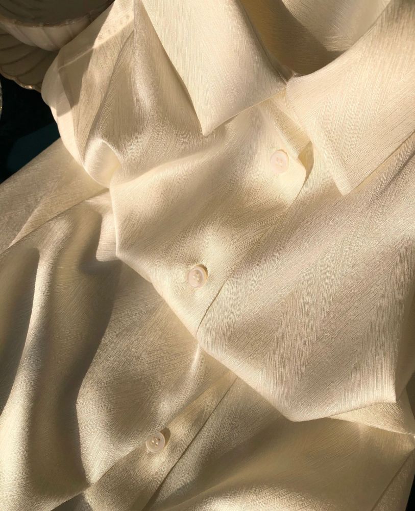 White Fine Stripe Jacquard Silk Long-Sleeve Shirt