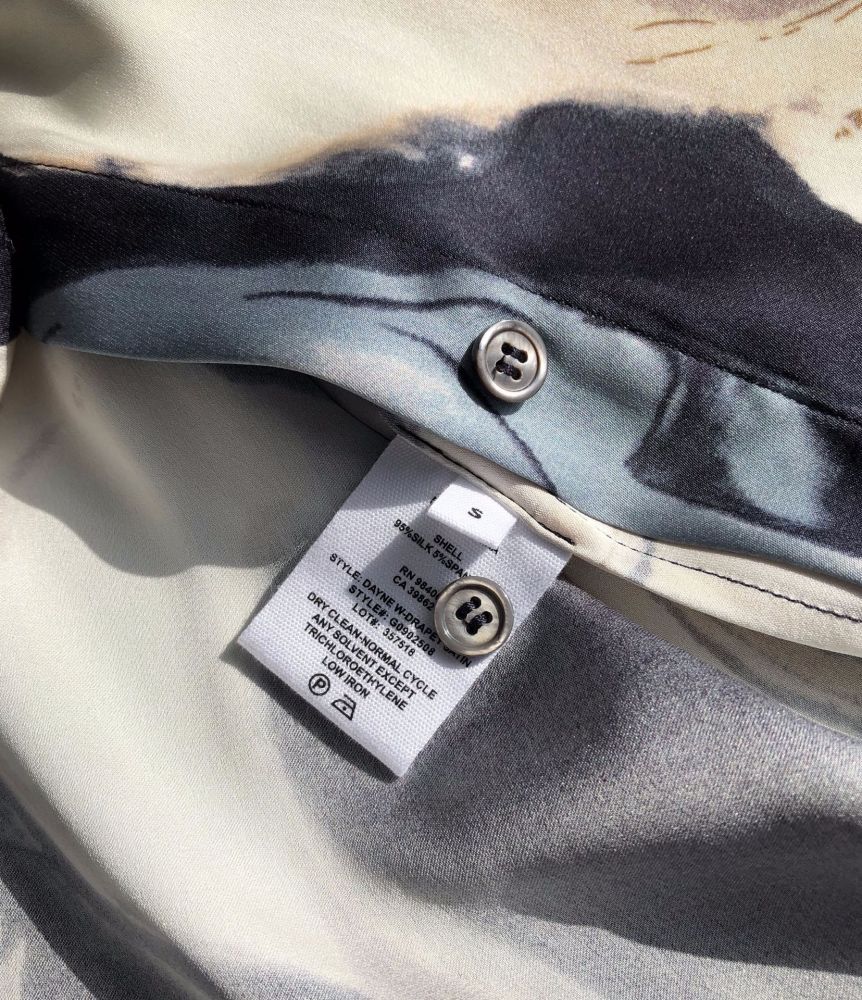 Silk Double-Georgette Long-Sleeve Shirt with Ink Wash Printing